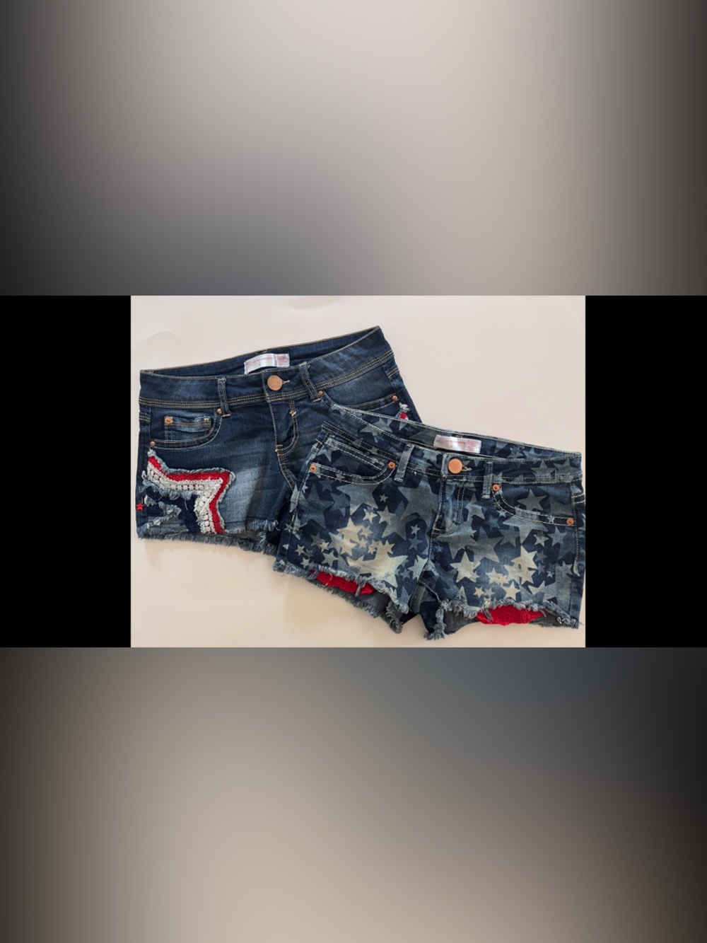 Patriotic Jean Low Rise Shorts Bundle Jrs Sz 3 - Picture 5 of 7